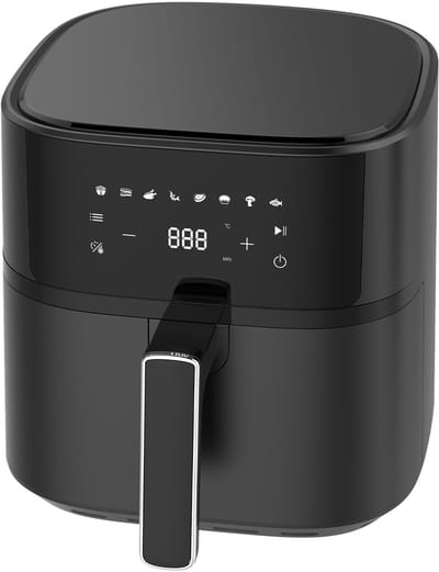 6.5L Airfryer 625A - Kompakt Heteluchtfriteuse met Metalen Binnenmand - 1700W Rapid Air-technologie - Zwart - 8 programma’s en touchscreen - Eenvoudig schoon te maken