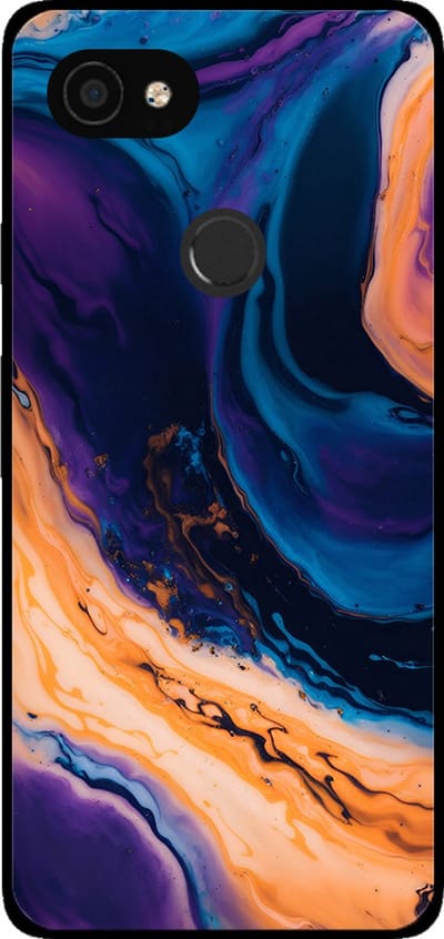 Smartphonica Telefoonhoesje voor Google Pixel 2 XL met marmer opdruk - TPU backcover case marble design - Blauw geschikt voor Google Pixel 2 XL