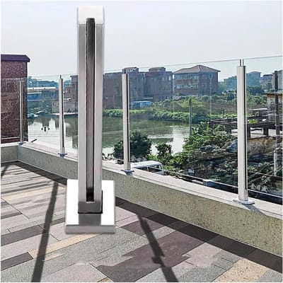 Glazen Balustrade Paal - Leuninghouder Balkon - Balkon Afschermen - Roestvrij Staal 304 - 66-104 cm Hoog - Zilver