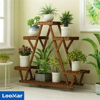 LooMar Plantenrek – Plantentafel – Plantenstandaard / Plantenhouder – Voor Binnen en Buiten - Hout