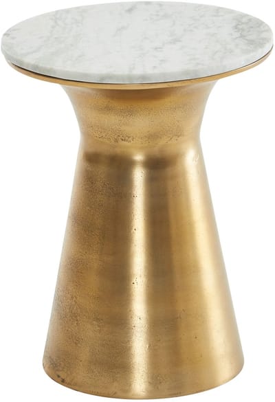 Bijzettafel wit marmer metaal 35 cm