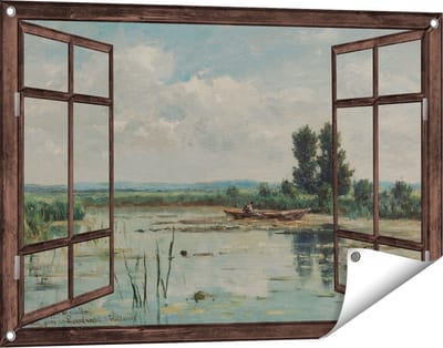 Gards Tuinposter Doorkijk Plas bij Loosdrecht - Willem Roelofs - 90x60 cm - Tuindoek - Tuindecoratie - Wanddecoratie buiten - Tuinschilderij