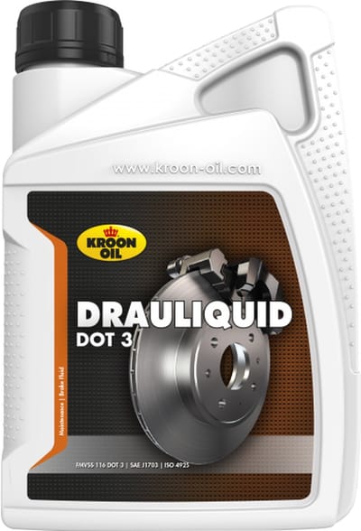 Kroon-Oil Drauliquid DOT 3 - Remvloeistof - Synthetisch - 1 Liter - Helder