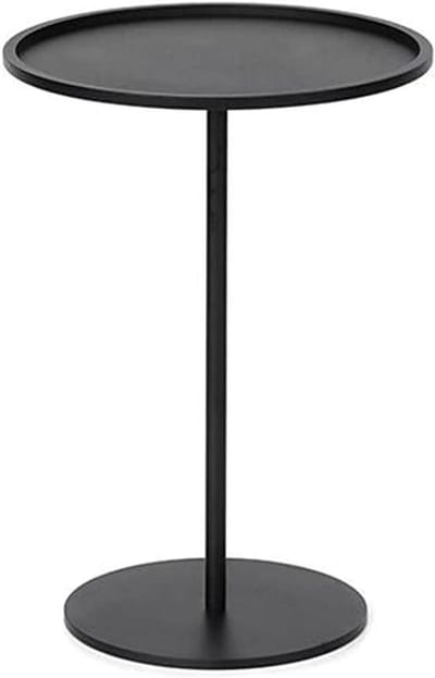 Bijzettafel Rond - Kleine Salontafel - Koffie Thee - Metalen Voetstuk - 35x46 cm - Zwart
