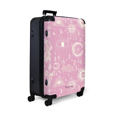 NoBoringSuitcases.com® - Koffer groot - Reiskoffer lichtgewicht - Paars met bohemian patroon - Rolkoffer met 4 wielen - Grote trolley XL - 98 liter bagage