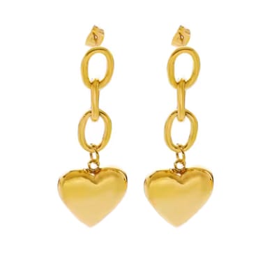 Romantic Hearts Link Earrings Gold 14K