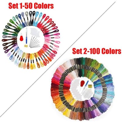 Strengen Borduurpen Naaldset Draadpons Stiksels Breipakket Vrouwen Moeder DIY Naaiaccessoires met pincet Set 2-100Colors gray