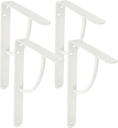 AMIG Plankdrager/planksteun van metaal - 4x - gelakt wit - H150 x B125 mm - boekenplank steunen - tot 110 kg