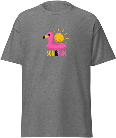 T shirt Heren Dames - Zomer Shirt - Sun en Fun - Vakantie tshirt - Grijs - S