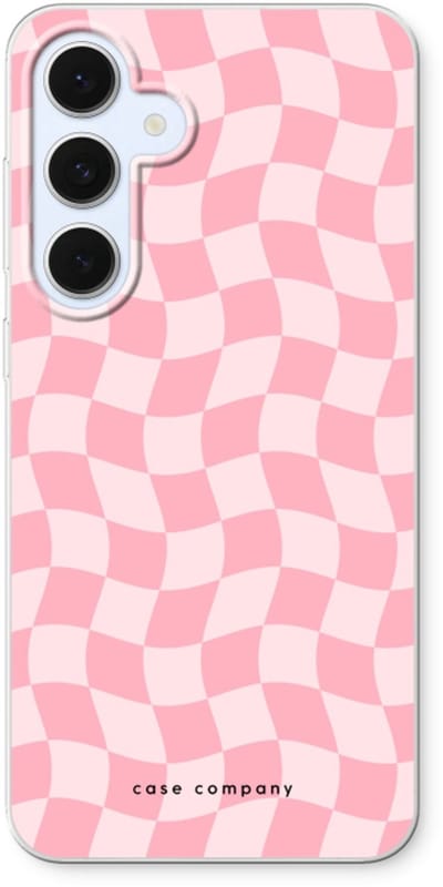Case Company® - Hoesje geschikt voor Samsung Galaxy S24 FE hoesje - Grid Roos - Soft Cover Telefoonhoesje - Bescherming aan alle Kanten en Schermrand