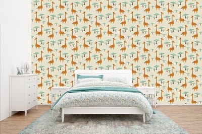 Behang - Fotobehang Giraffe - Dieren - Patronen - Breedte 400 cm x hoogte 240 cm