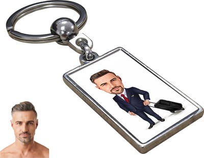 Piloot Karikatuur - Gepersonaliseerde Karikatuur Sleutelhanger met Jouw Foto - Cadeau - Verjaardag - Kerst - Kado - Valentijn - Vaderdag - Vaderdag cadeautje - Vaderdag cadeau voor papa - Gepersonaliseerd Cadeau