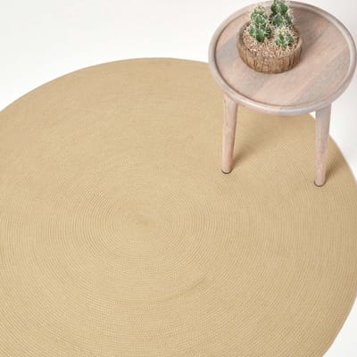 Homescapes Handgeweven gevlochten vloerkleed in beige, 120 cm rond