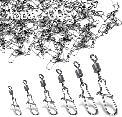 200 Stuks Rolling Fishing Vertebrae met Carabiner - Tungsten Staal Vissen Accessoires voor Karper en Forel, Geschikt voor Diverse Haakmaten
