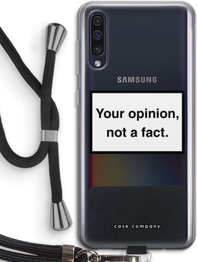 Hoesje met koord geschikt voor Samsung Galaxy A50 hoesje met Koord - Your opinion - Telefoonhoesje met Zwart Koord - Bescherming aan alle Kanten en Over de Schermrand