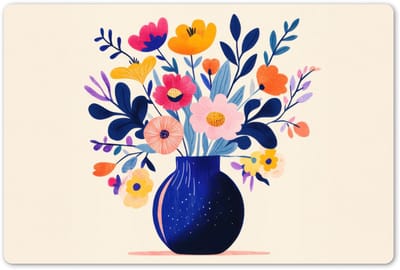 Placemats 45x30 cm - Placemat kunststof - 1 stuk - Vaas - Bloemen - Boeket - Borden onderleggers - Decoratie voor op tafel - Keuken tafeldecoratie accessoires - Vinyl onderlegger - Tafelversiering