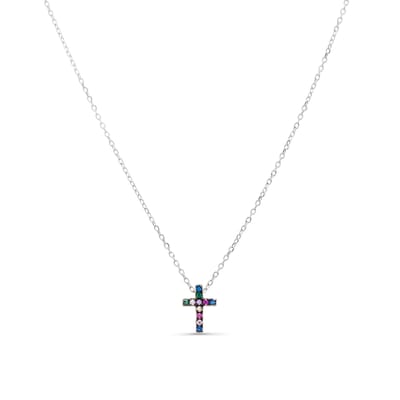 Luxenter Sterling Zilver 925 collier met Veelkleurige Zirkonia gerhodineerd - Sharra