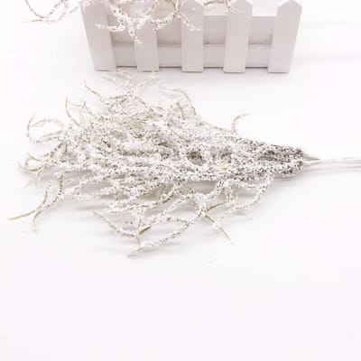 6 pièces Plante d'herbe blanche artificielle Fleurs artificielles pour Décoration de Mariage Noël DIY scrapbooking Couronne Fleurs artificielles white