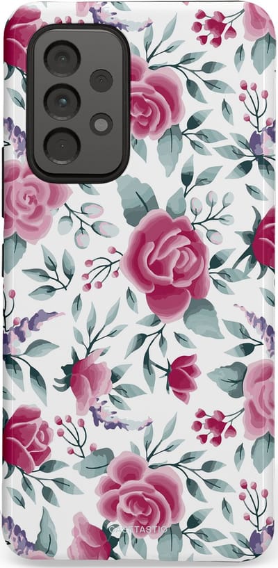 Casetastic Hoesje Geschikt voor Samsung A53 - Stijlvolle Beschermende Duo-layer Case - Paarse Bloem Pracht
