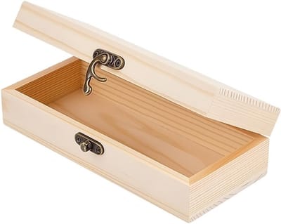Houten Opbergdoos 18 x 8 x 5 cm, Natuurlijke Houtafwerking, Sluitbaar met Flipdeksel voor Sieraden en Foto's, Perfect voor DIY Projecten en Creatieve Klussen