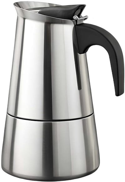 Cheffinger, Italiaans Koffiezetapparaat van RVS 12 Kopjes Inductie Compatibel voor Moka Koffie, Zilver