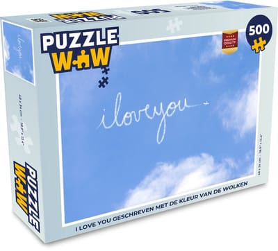 Puzzel I love you geschreven met de kleur van de wolken - Legpuzzel - Puzzel 500 stukjes