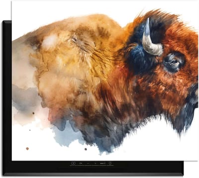 KitchenArt - Majestic Bison - Inductie Beschermer - 65x52 cm - Kookplaat Beschermer - Luxe Afdekplaat Inductieplaat - Anti-slip & Oprolbaar - Beschermmat Inductiekookplaat