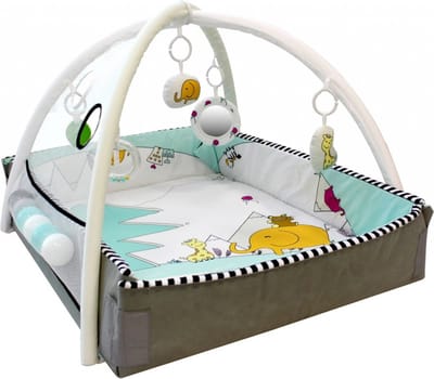 MamaLoes 5-in-1 Multifunctioneel Speelkleed / Ballenbak - Buikligtrainer - Babygym - Speelmat met Boog - Diertjes