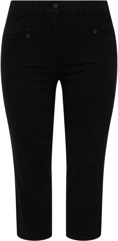 Ulla Popken - Dames - 7/8-Broek Mony kuitlang ritszakken stretch - Zwart - Maat 42