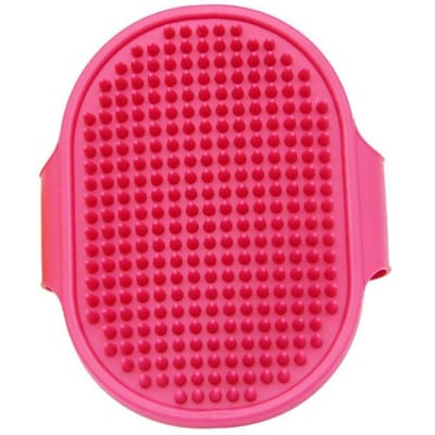 Brosse de toilettage pour chien, peigne à shampoing pour animaux de compagnie, gant en caoutchouc souple, peigne de massage pour toilettage des cheveux avec sangle réglable pour chiens à poils courts et longs 1PC rouge rose