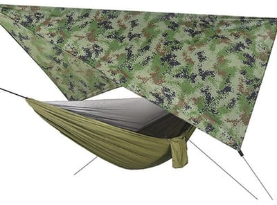 Solidchoice- Hangmat 200 kg - Outdoor Hangmat - Muggennet - Waterdicht Dekzeil - 290 x 140 cm - Inclusief Accessoires - Campinghangmat