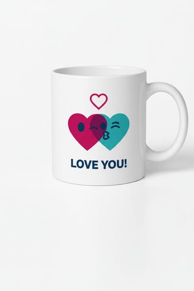 Liefdes Mok 'Love You!' met Romantische Kus Harten Design - Wit Keramiek