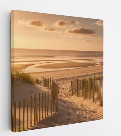 Saammp - Canvas Schilderij - Pad naar het Strand - Zee - 20x20 - Foto op canvas - Wanddecoratie - muurdecoratie Woonkamer - Slaapkamer decoratie - Canvas Print