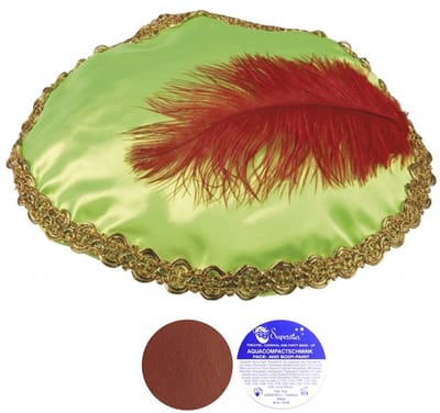 Pieten verkleedsetje - Pieten baret/muts - groen - inclusief roetveeg schmink - bruin