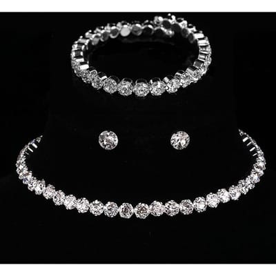 4 stuks modieuze en minimalistische dameskettingen met oorbellen, armbanden, sieradensets, banket- en feestaccessoires gray