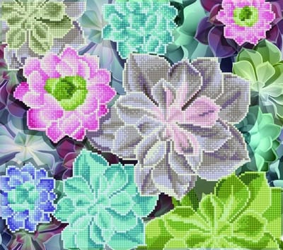 Diamond Painting Volwassenen - Ronde Steentjes - Volledig Pakket - Hobby - Diamond Dotz® - LA49389 - Vetplanten 37 x 42cm