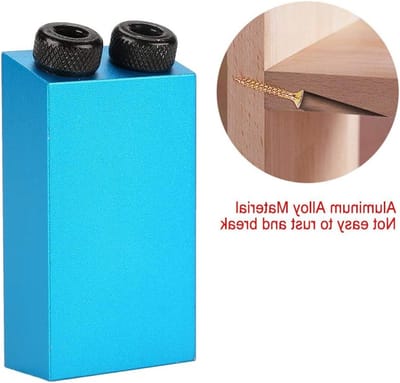 Oblique Hole Locator Set voor Houtbewerking - 15° Pocket Hole Jig en Boorgids voor Precisie en Positionering van 6/8/10mm Adapter