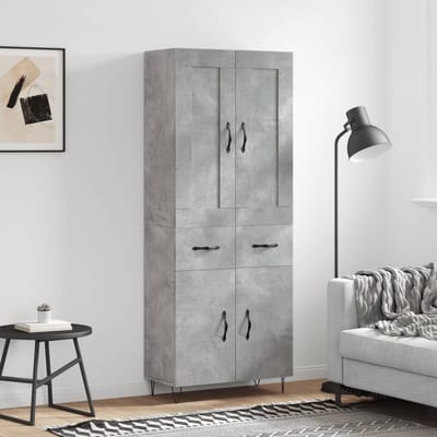 vidaXL - Hoge - kast - 69,5x34x180 - cm - bewerkt - hout - betongrijs