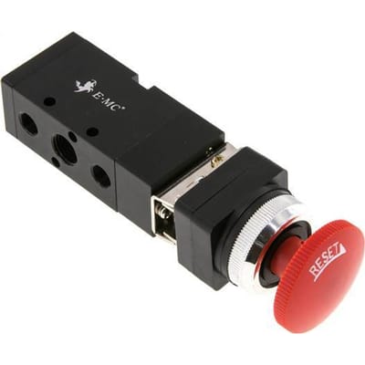 5/2 G1/4'' (G1/8'') Noodstopknop Ventiel Rood 0-8bar/0-112psi E.MC