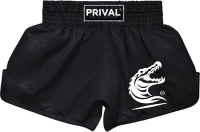 Prival Kickboksbroek – Muay Thai Shorts – Unisex – Zwart – M