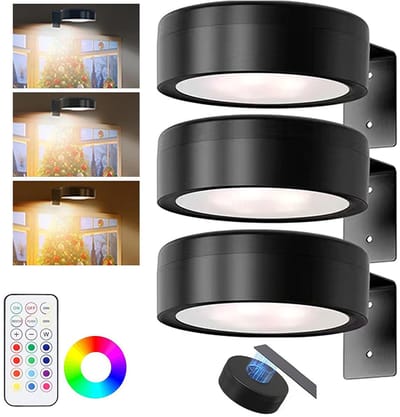 Draadloos Wandlamp - Met Afstandsbediening - Dimbaar - Wandlamp op Accu - Nachtlampje - Zwart