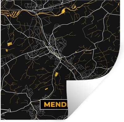 Muurstickers - Sticker Folie - Stadskaart – Kaart – Menden – Gold – Duitsland – Plattegrond - 100x100 cm - Plakfolie - Muurstickers Kinderkamer - Zelfklevend Behang XXL - Zelfklevend behangpapier - Stickerfolie