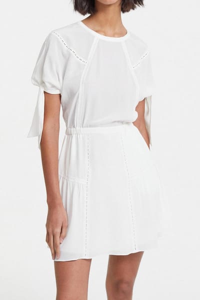The Kooples Short Dress With Short-sleeved Braids Off White Maat: 38 | Mini Jurken Outlet | Dames | Wit