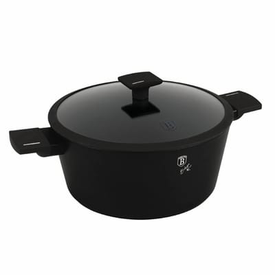 Gietijzeren pan met deksel 28cm 6.1L Mat Zwart
