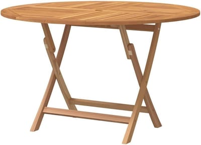 Grote opvouwbare terrastafel van massief teakhout, klaptafel, 110 x 110 x 75 cm, als opvouwbare tuintafel met parasolgat