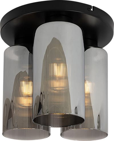 QAZQA laura - Art Deco Plafondlamp - 1 lichts - Ø 28 cm - Grijs - Woonkamer | Slaapkamer | Keuken