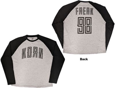 Korn - Freak '98 Raglan T-shirt - S - Zwart/Grijs