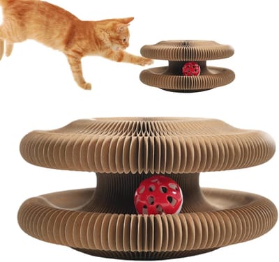 Kartonnen Krabpaal Voor Katten - Opvouwbare Kattenbal Baan Speelgoed - Huisdier Accessoire voor Beweging Jachtsimulatie Mentale Stimulatie Verveling Training Spel | Woonkamer Thuis Buiten Reizen