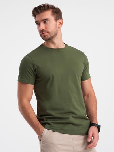 OMBRE T-shirt - Regular Fit - Katoen - Korte Mouw Olijfgroen XL