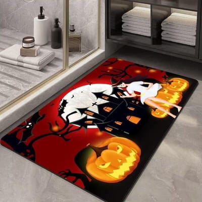 Halloween Vloermat voor Voordeur Vloermat voor Badkamer Vloermat met Kristalfluweel Halloween Tapijt 80 * 100cm (crystal velvet point plastic bottom)